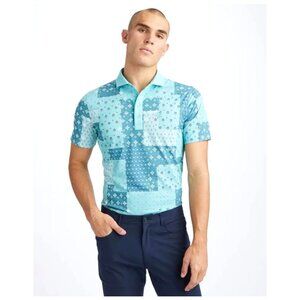 NWT G/FORE Golf Men's Boro Patch Tech Pique Golf Polo Shirt - Marine- Size XL